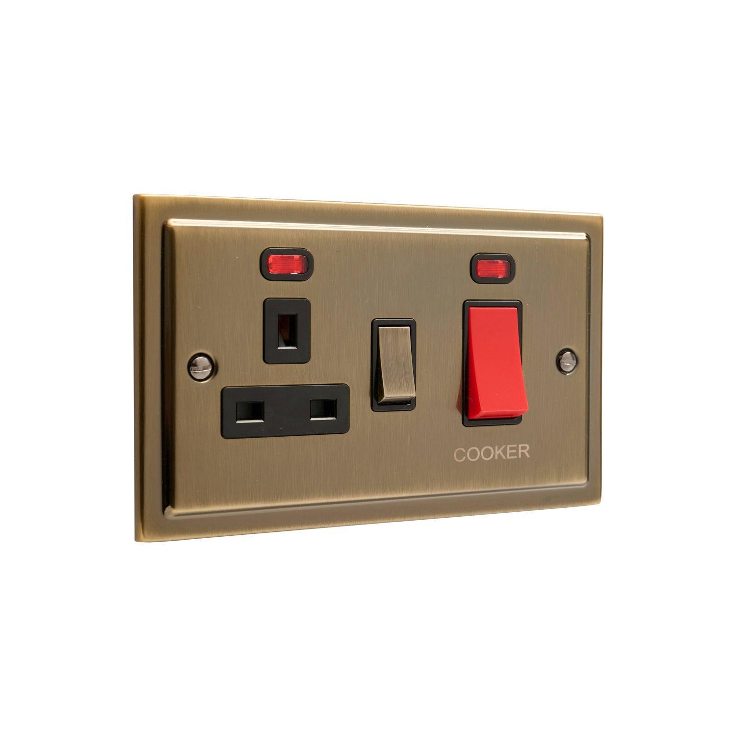 Regency Antique Brass 45A Cooker Switch with Socket R41AB
