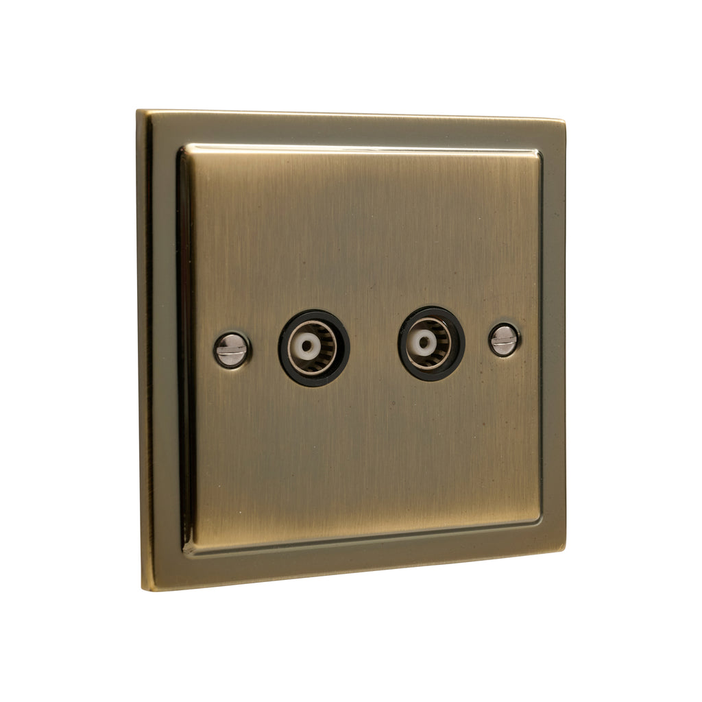 Regency Antique Brass 2 Gang TV Coaxial Outlet R43AB
