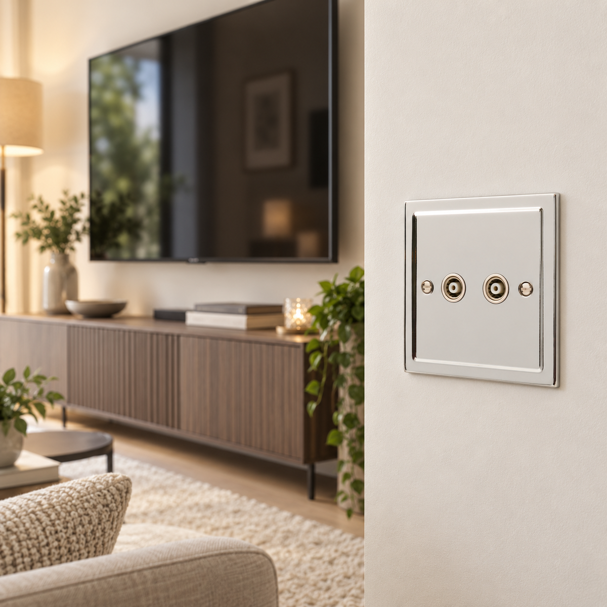 Regency Polished Chrome 2 Gang TV Coaxial Outlet R43PCW
