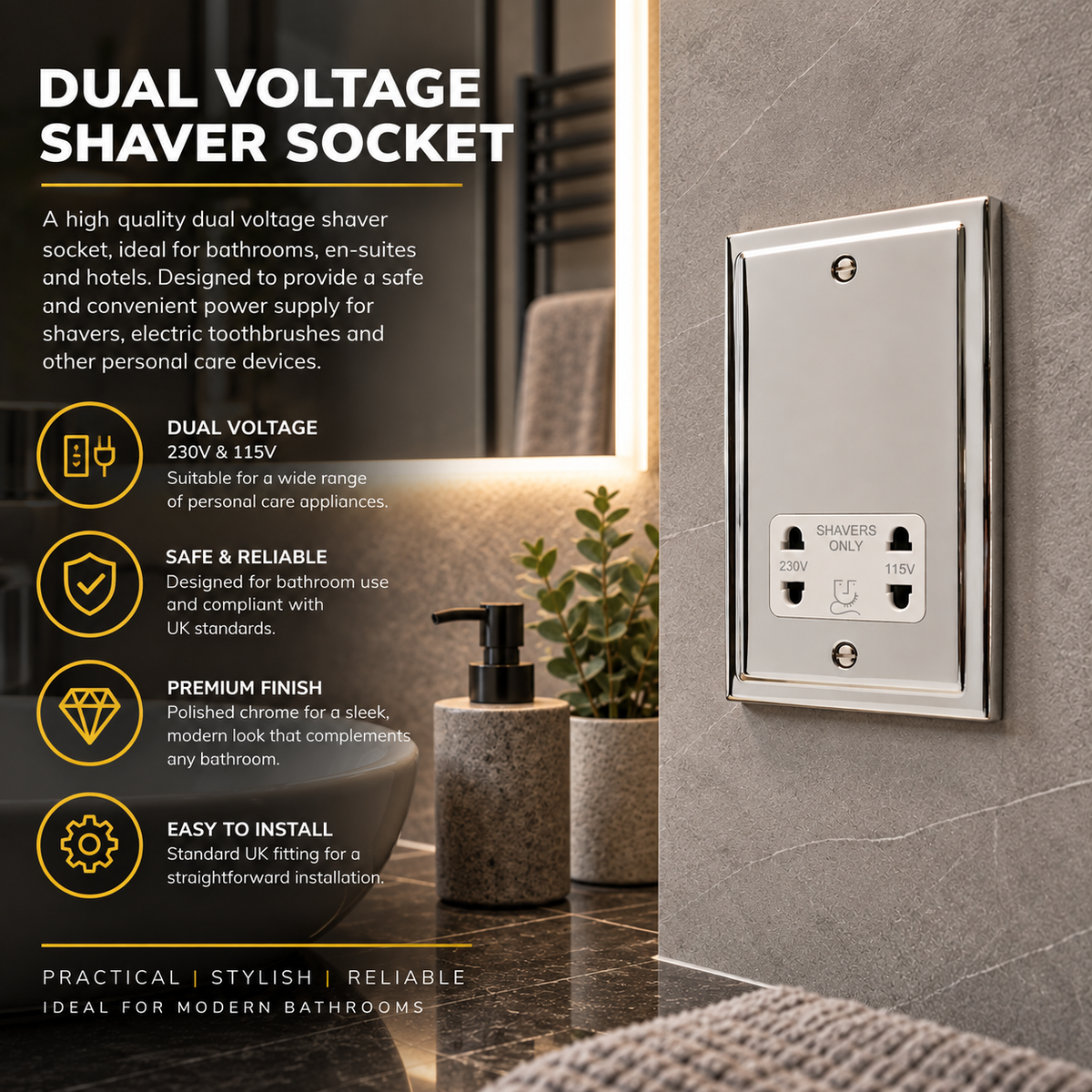 Regency Polished Chrome Shaver Socket - R48PCW