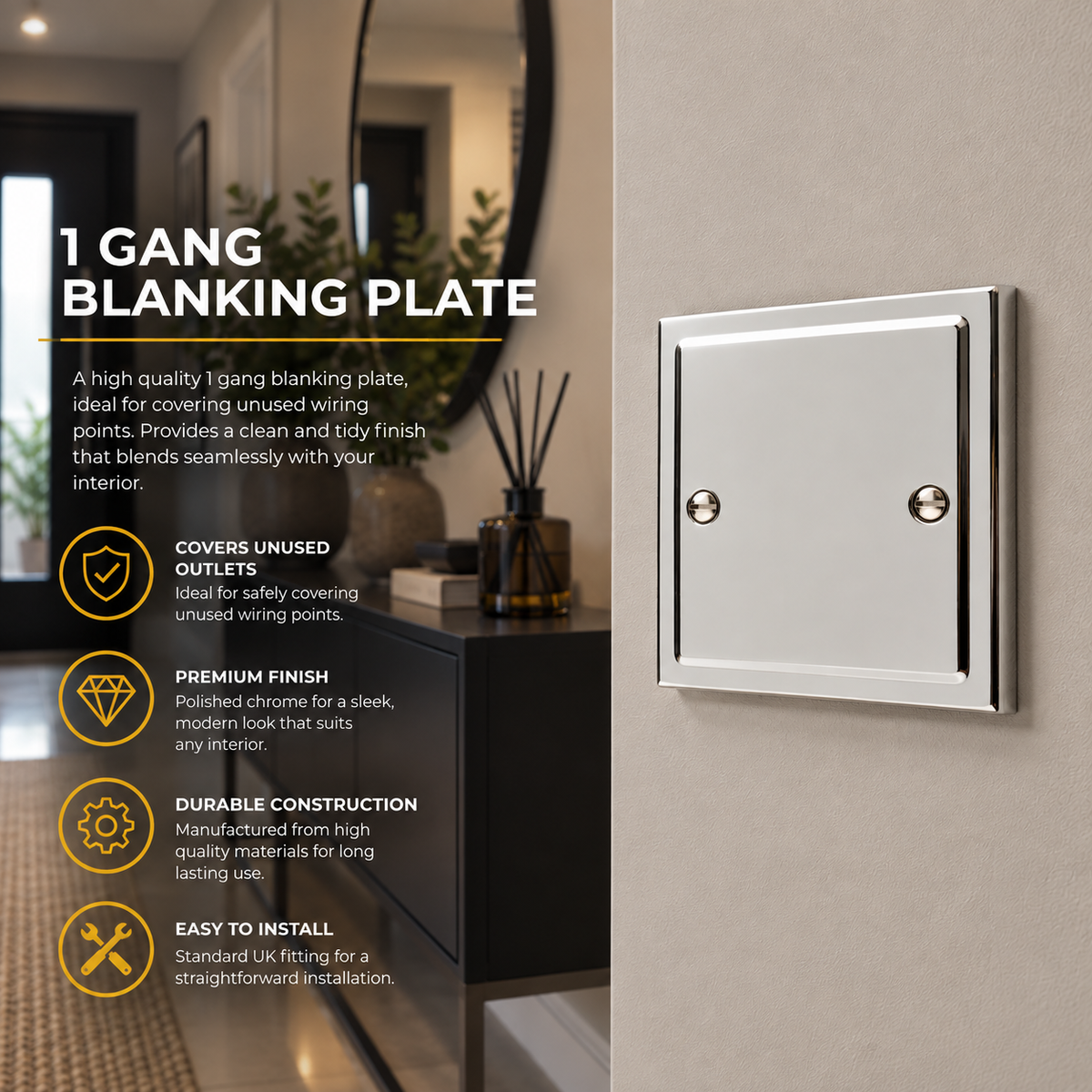 Regency Polished Chrome Single Blanking Plate R49PCW