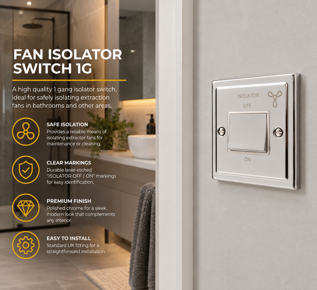 Regency Polished Chrome Fan Isolator Switch R53PCW