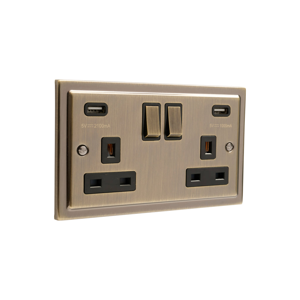 Regency Antique Brass USB - Twin Ports 3.1a - R65AB