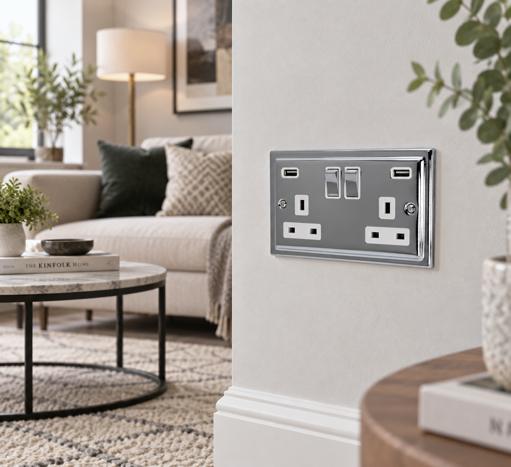 Regency Polished Chrome USB - Twin Ports 3.1a - R65PCW