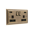 Regency Antique Brass USB A & C Type Switched Socket 2 Gang 3.1A - R67AB