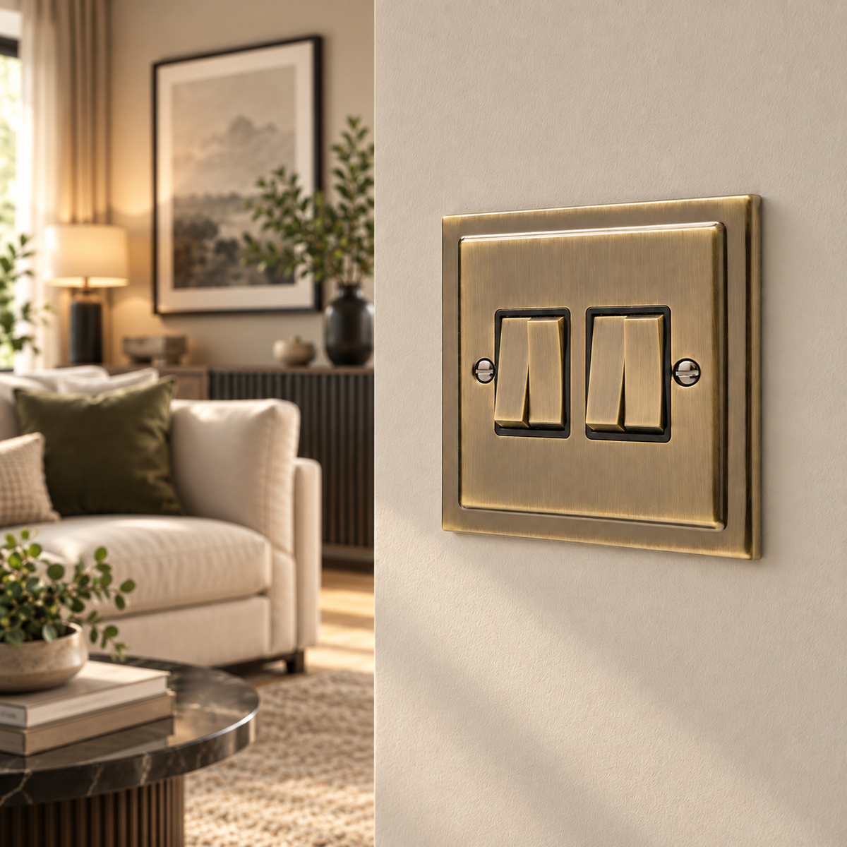 Regency Antique Brass 4 Gang Quad 10a Light Switch R04AB