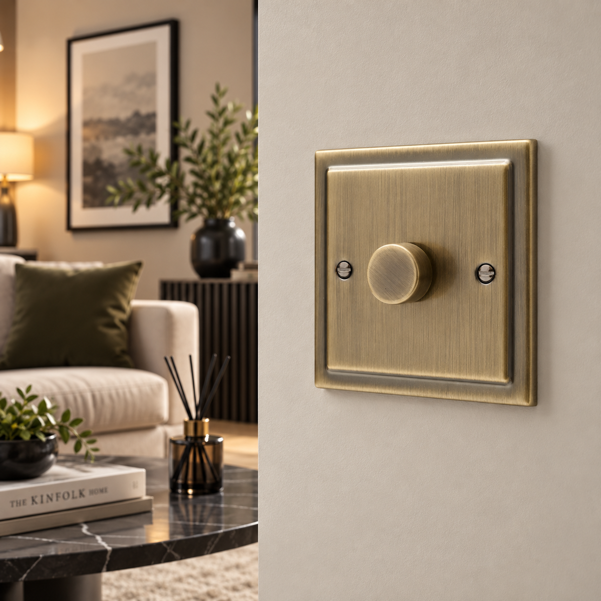 Regency Antique Brass 1 Gang Intelligent 250W Dimmer Switch R10AB-IN25
