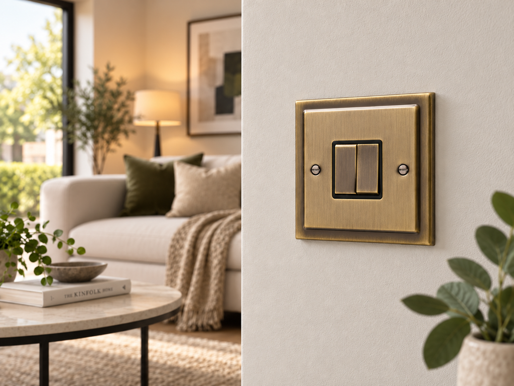 Regency Antique Brass 2 Gang Double 10a Light Switch R02AB