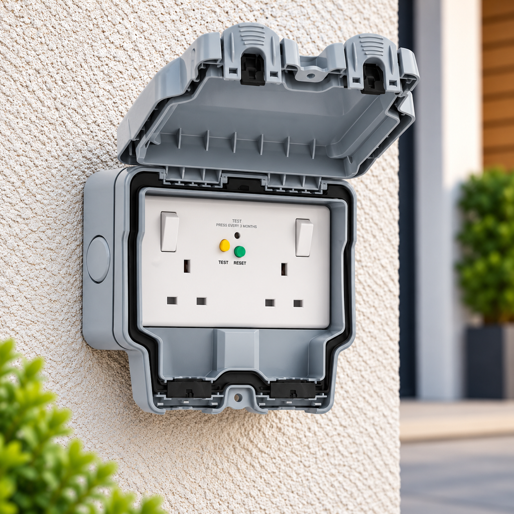 SFGRCD -  IP66 2 Gang 13A 30mA Type-A RCD Lockable Double Pole Switched Socket