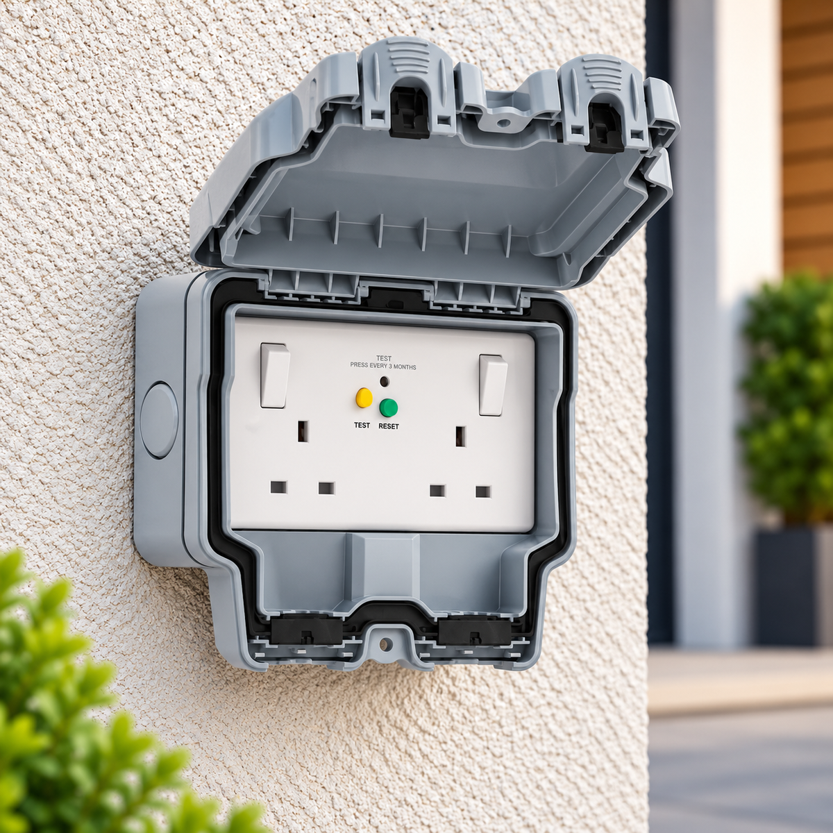 SFGRCD -  IP66 2 Gang 13A 30mA Type-A RCD Lockable Double Pole Switched Socket