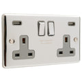 Polished Chrome USB – Twin Ports 4.8a Grey Insert – W66PCG