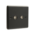 Matt Black 2 Gang TV Coaxial Point - W43MBB