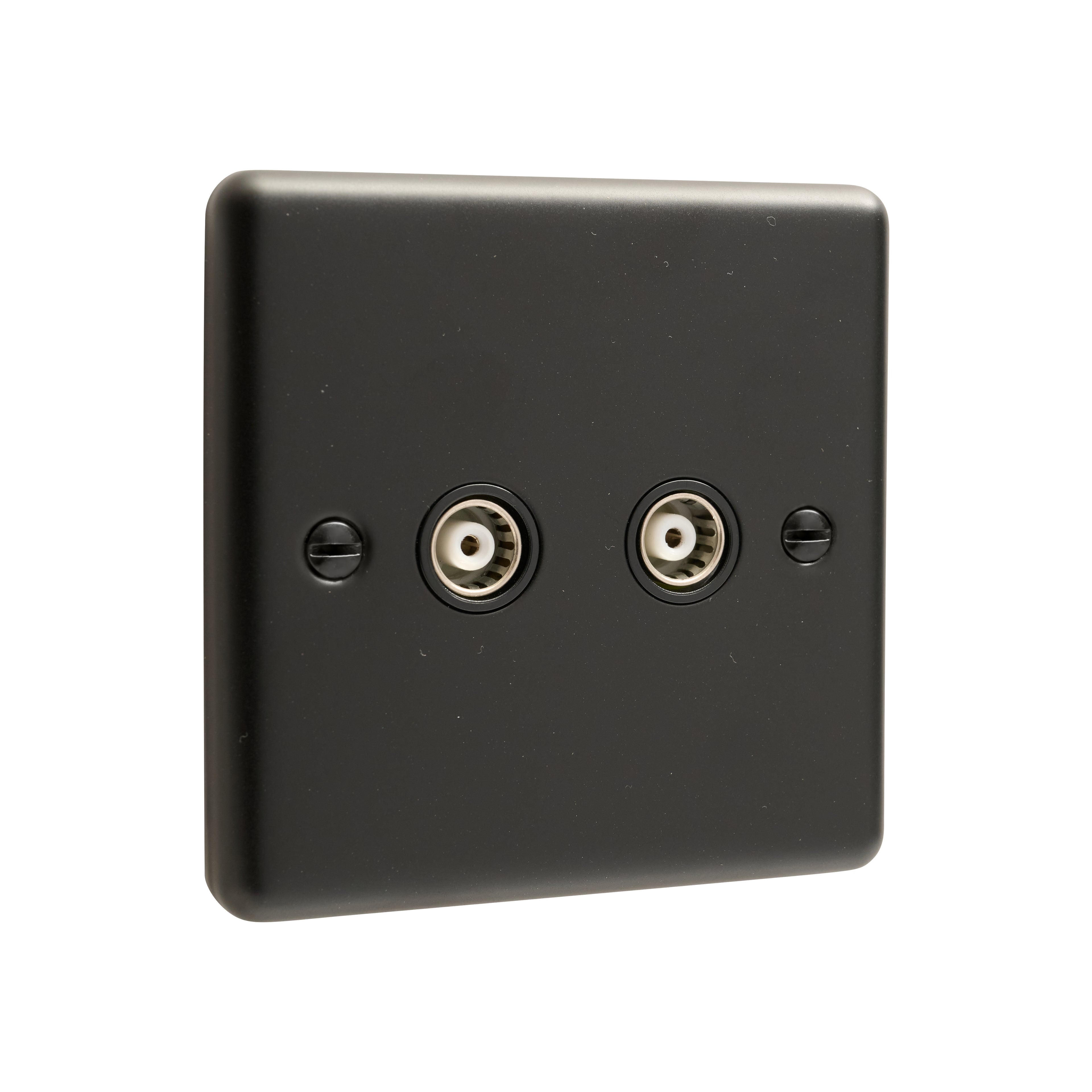 Matt Black 2 Gang TV Coaxial Point - W43MBB