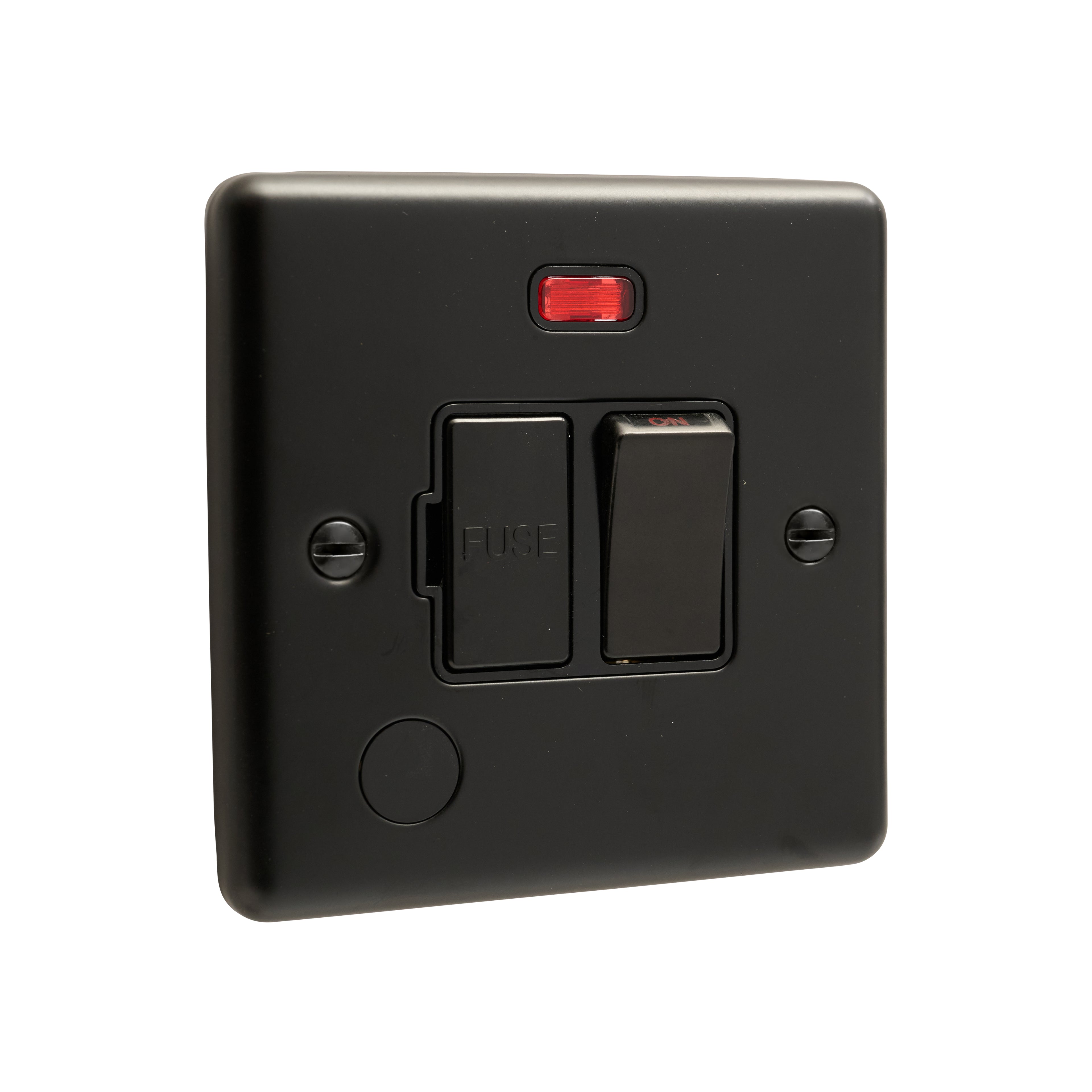 Matt Black 13a Switched Fuse Spur with Neon - W39MBB