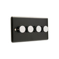 Matt Black 4 Gang 250W Push 2 Way Dimmer with IN27 Module - W13MBPC