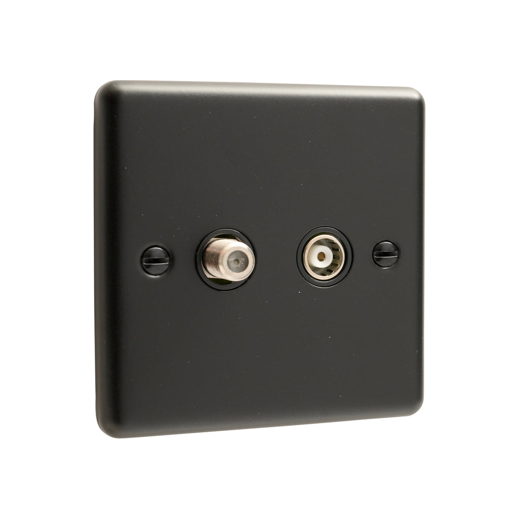 Windsor Matt Black 1 Gang TV & Satellite Socket - W54MBB