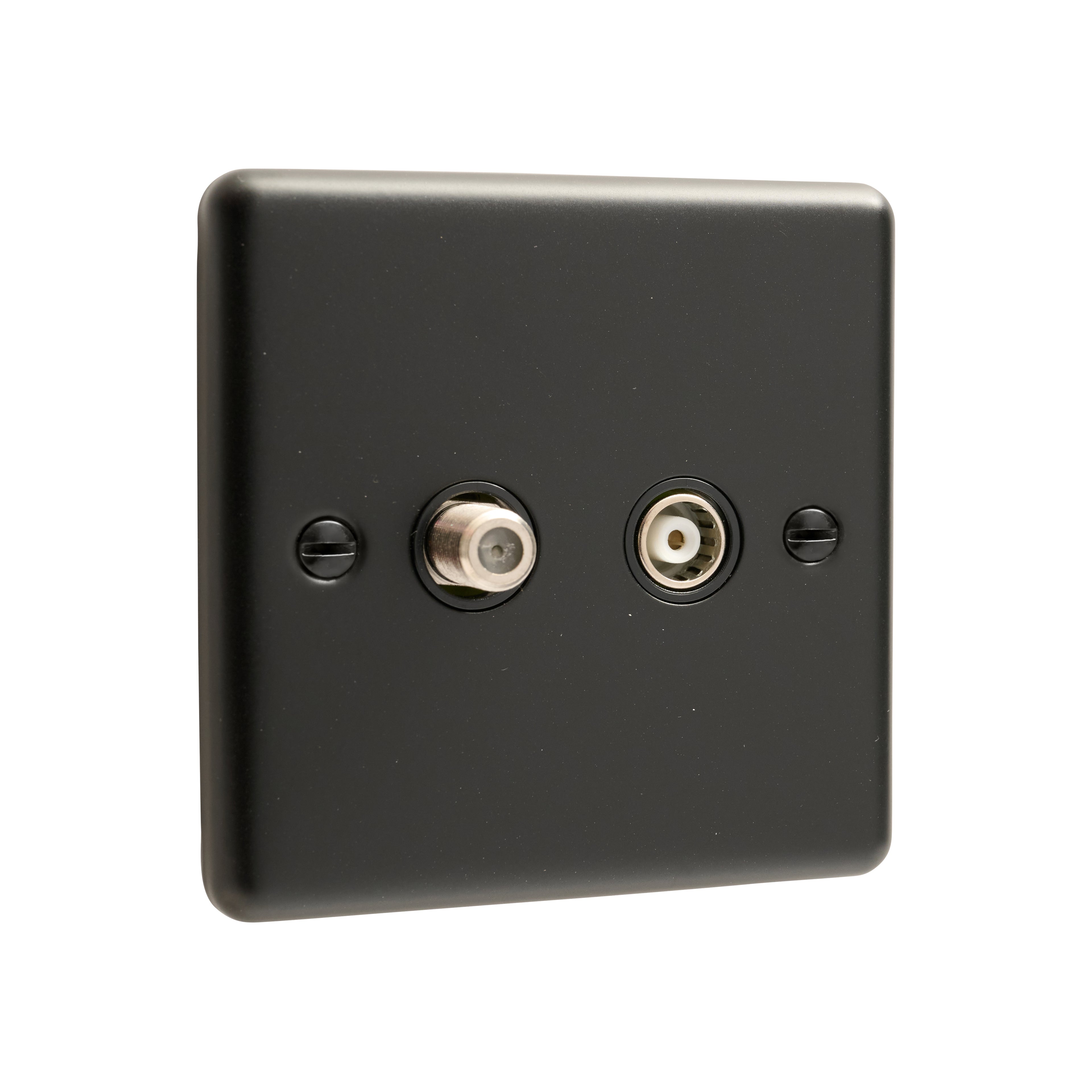 Windsor Matt Black 1 Gang TV & Satellite Socket - W54MBB