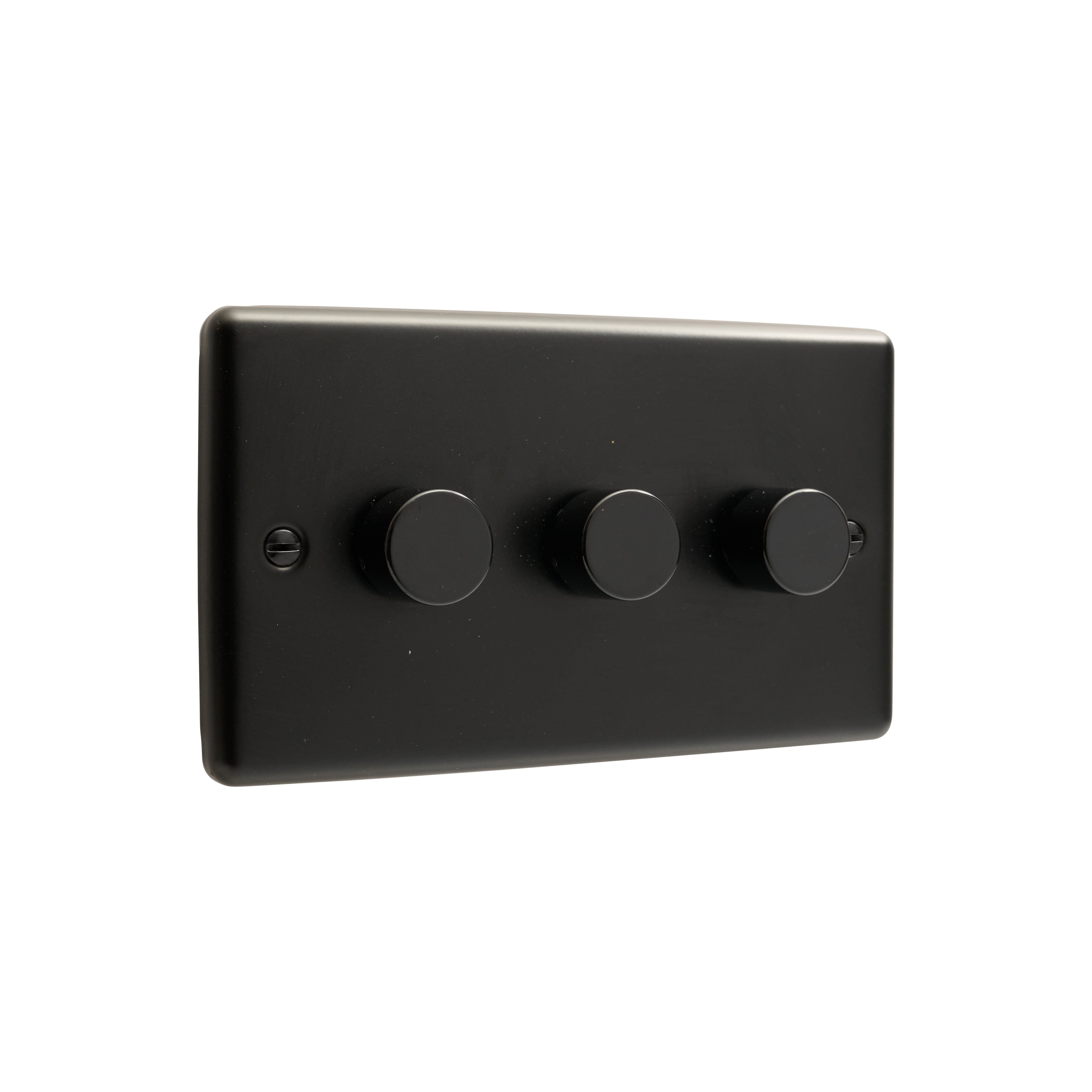 Windsor Matt Black 250W 3 Gang Push 2 Way Dimmer - W12MBB