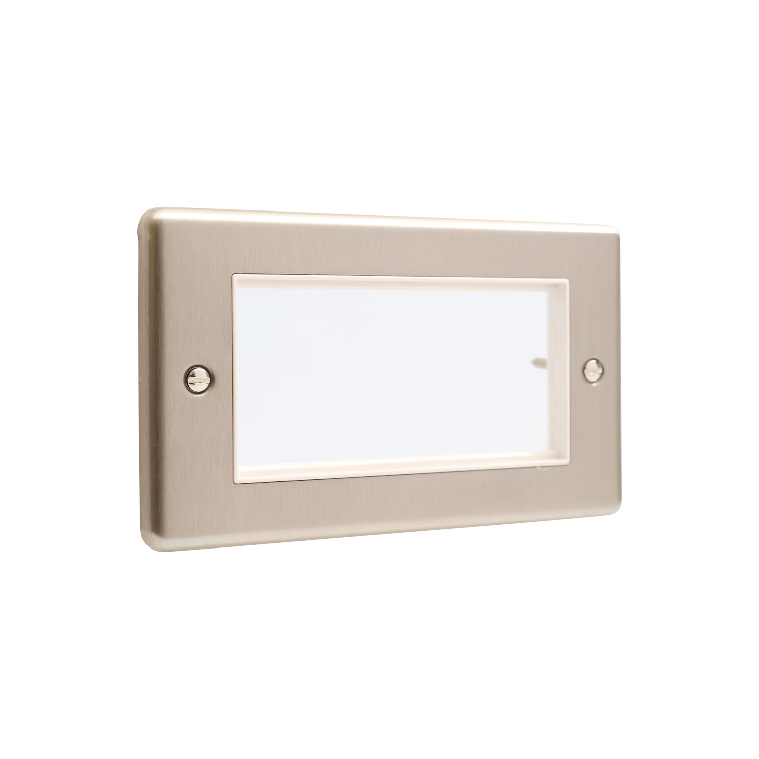 Windsor Brushed Steel Data Plate 4 Modules White Insert – W64BSW