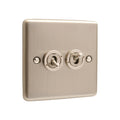 Windsor Brushed Steel 2 Gang 20AX Toggle Switch - W35BS
