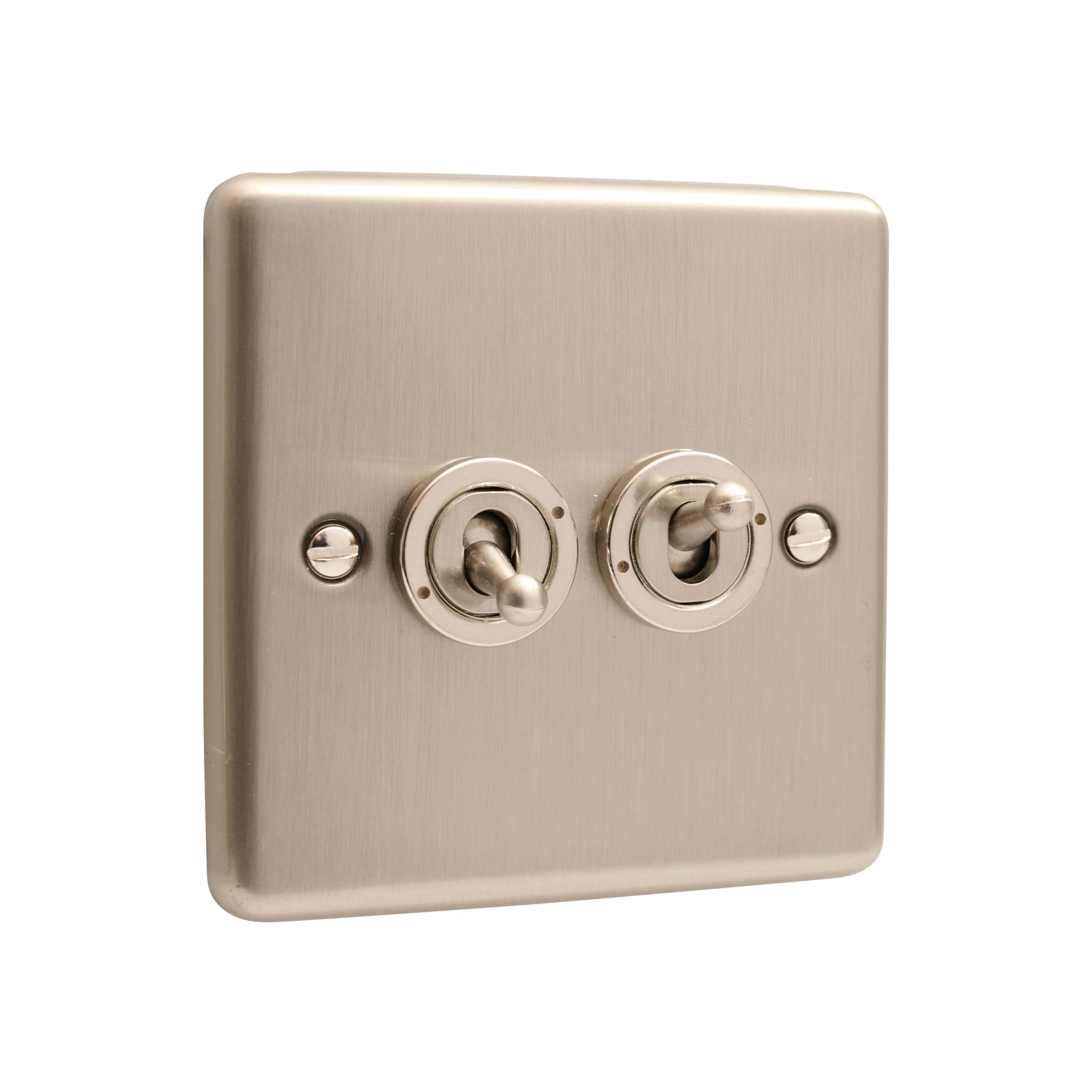 Windsor Brushed Steel 2 Gang 20AX Toggle Switch - W35BS