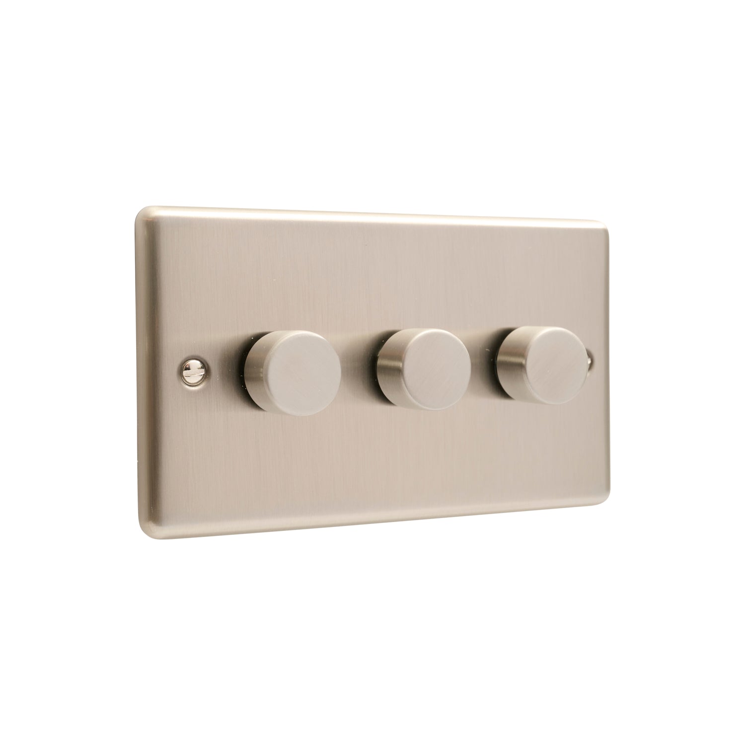 Windsor Brushed Steel 3 Gang 250W Dimmer Switch W12BS