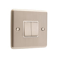 Windsor Brushed Steel 2 Gang Double 10A Light Switch W02BSW
