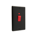 Windsor Matt Black 45A Double Cooker Switch with Neon Vertical - W40MBB