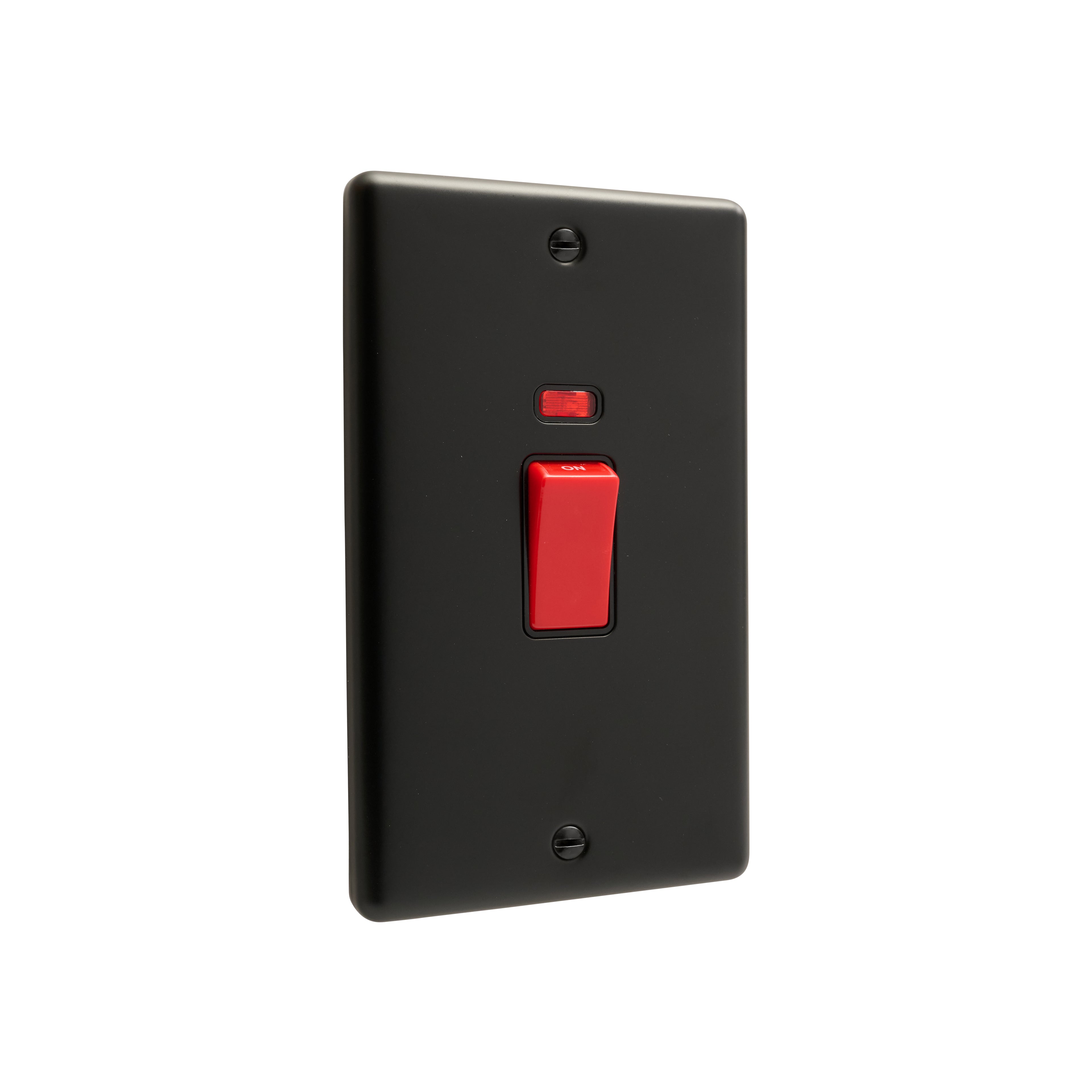Windsor Matt Black 45A Double Cooker Switch with Neon Vertical - W40MBB