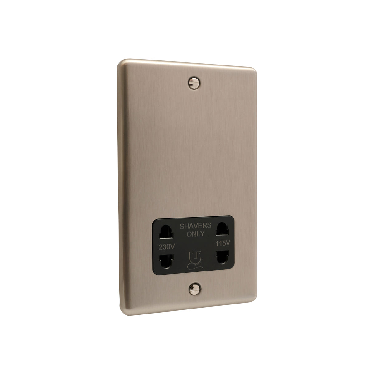 Windsor Brushed Steel Shaver Socket -  W48BSB