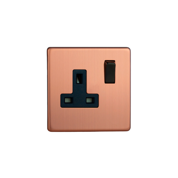 Brushed Copper Urban Screwless 1-Gang 13A Double Pole Switched Socket XDY4BS.BC