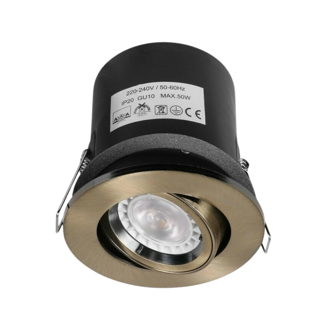 Antique Brass Tilt/Adjustable Fire Rated Downlight - VUEP545