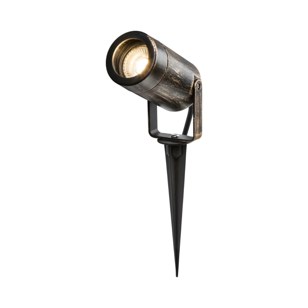 EAMON - 230V IP65 GU10 Polycarbonate Spike light - Brushed Brass - EASPK1BB