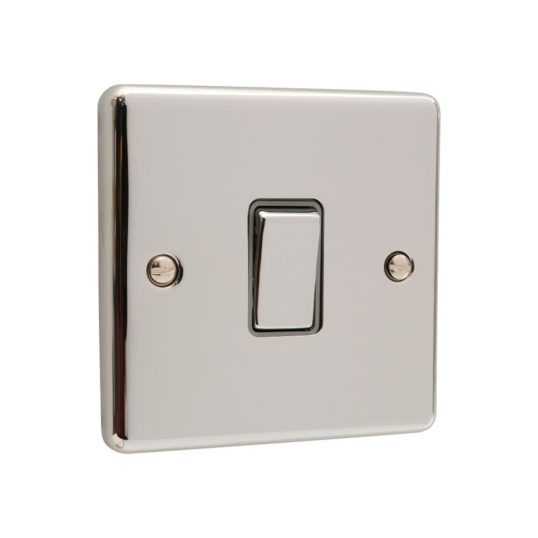 Windsor Polished Chrome 1 Gang Single 10A Light Switch – W01PCG