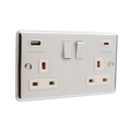 Polished Chrome White USB A & C Type Switched Socket 2 Gang 3.1A – W67PCW