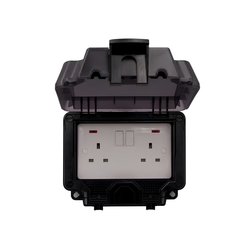 Deta Vimark WeatherPro IP66 2 Gang 13A Switched Socket DP with Neon