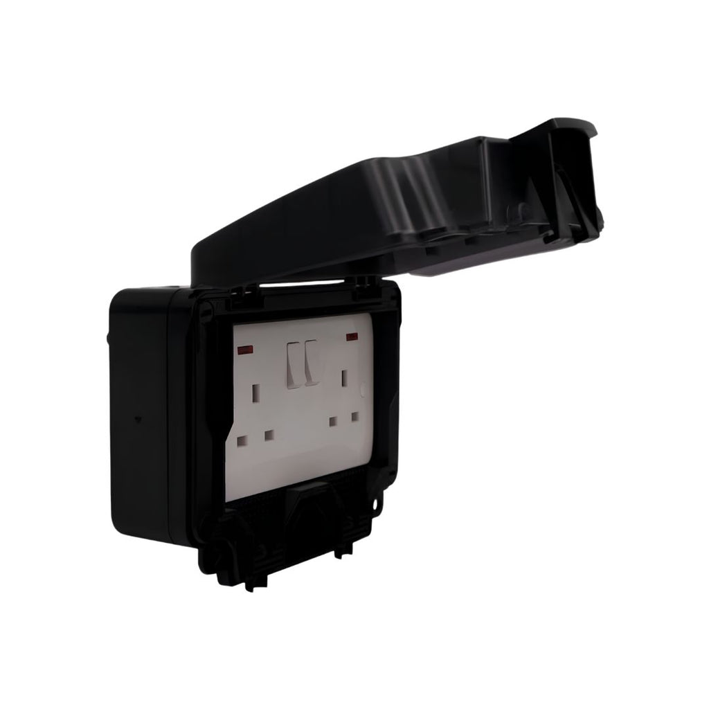 Deta Vimark WeatherPro IP66 2 Gang 13A Switched Socket DP with Neon