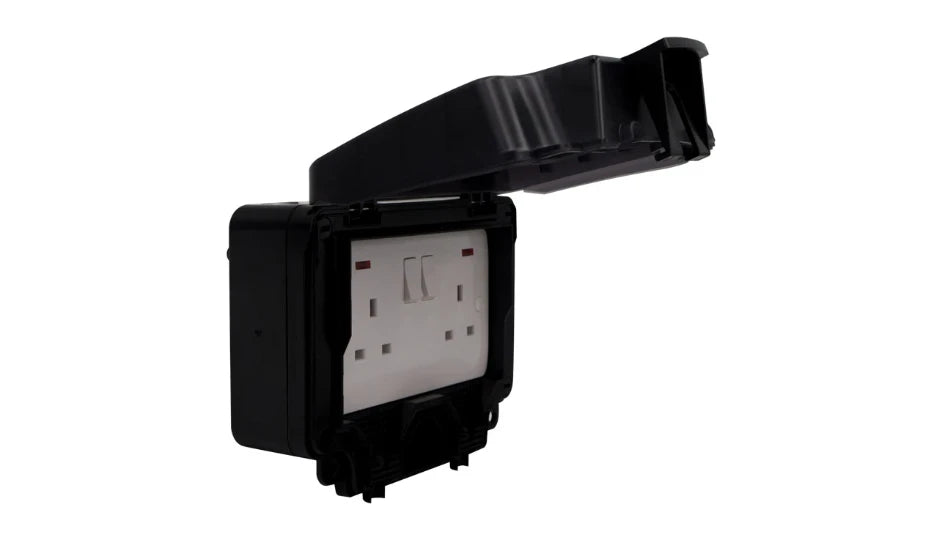 Deta Vimark WeatherPro IP66 2 Gang 13A Switched Socket DP with Neon