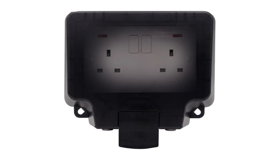 Deta Vimark WeatherPro IP66 2 Gang 13A Switched Socket DP with Neon