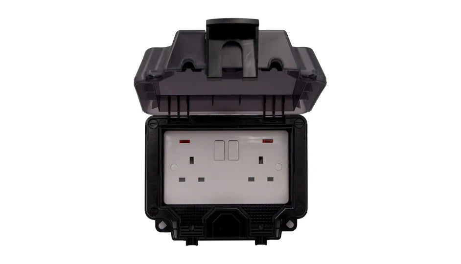 Deta Vimark WeatherPro IP66 2 Gang 13A Switched Socket DP with Neon