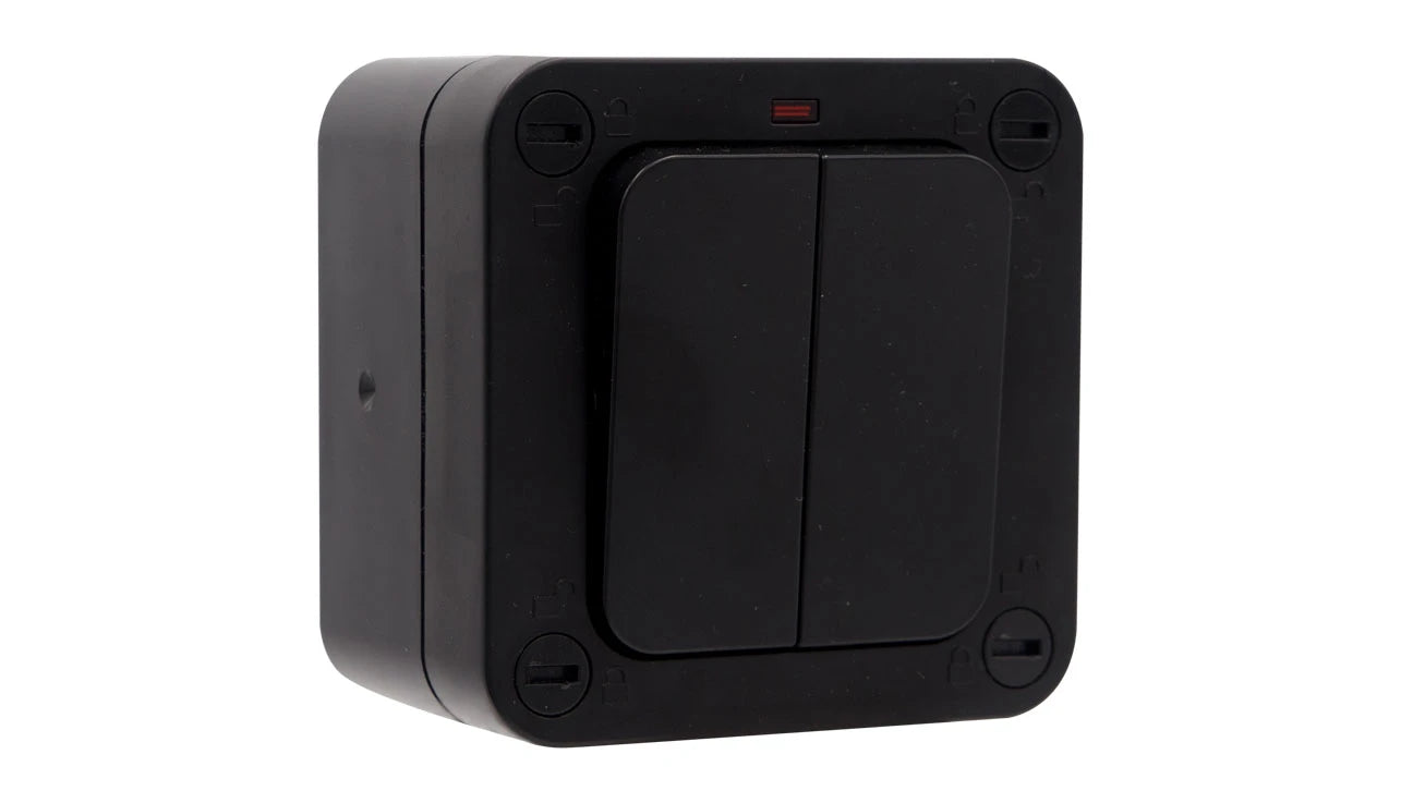 Deta Vimark WeatherPro IP66 2 Gang 2 Way 20AX Switch with Neon