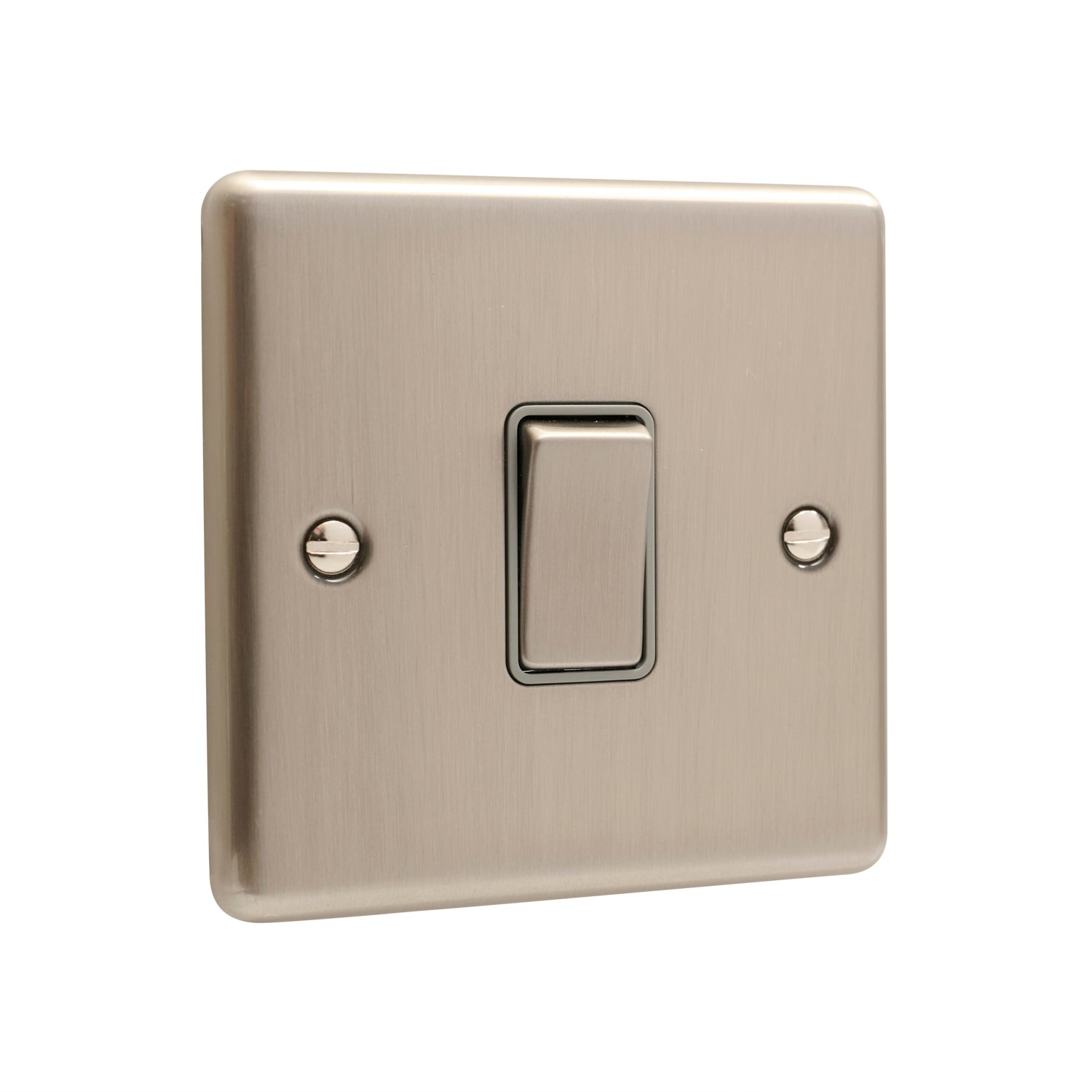 Windsor Brushed Steel1 Gang Single 10A Light Switch – W01BSG
