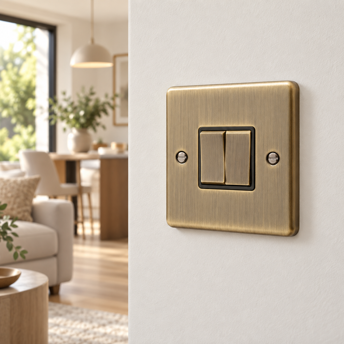 Windsor Antique Brass Light Switch 2 Gang 2 Way - W02AB