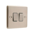 Windsor Brushed Steel 2 Gang Double 10A Light Switch W02BSG