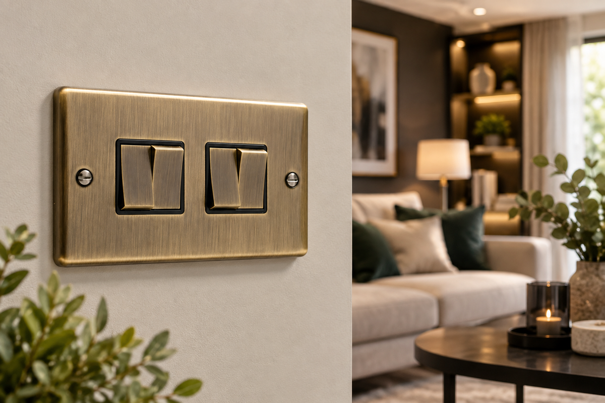 Windsor Antique Brass Light Switch 4 Gang 2 Way - W04AB