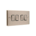 Windsor Brushed Steel 4 Gang Quad 10A Light Switch – W04BSG