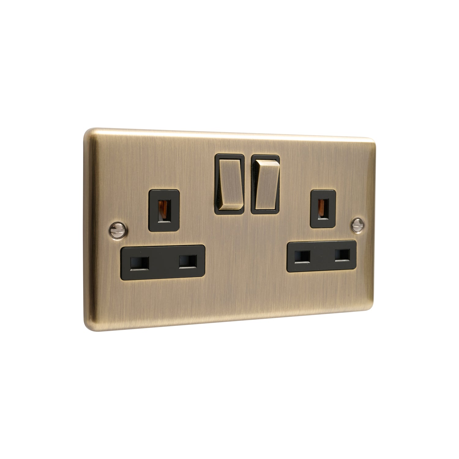 Windsor Antique Brass 13A DP Socket 2 Gang - W07AB