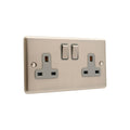 Windsor Brushed Steel Double 2 Gang 13a Socket W07BSG
