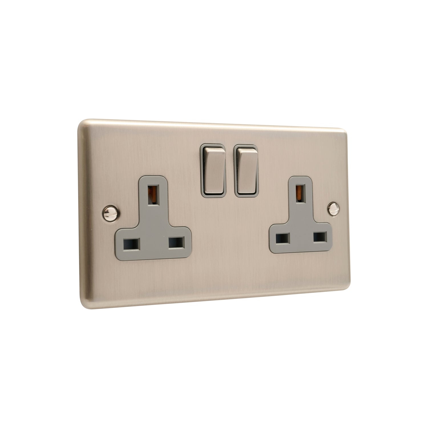 Windsor Brushed Steel Double 2 Gang 13a Socket W07BSG