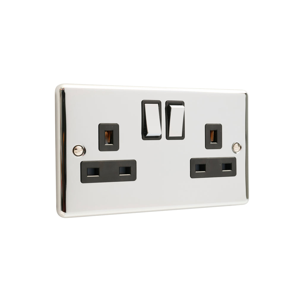 Polished Chrome Double 2 Gang 13a Socket - W07PCB